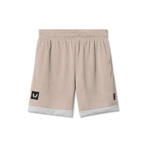 0795. SilverPlus™ Mesh Reversible Short  - Beige/White