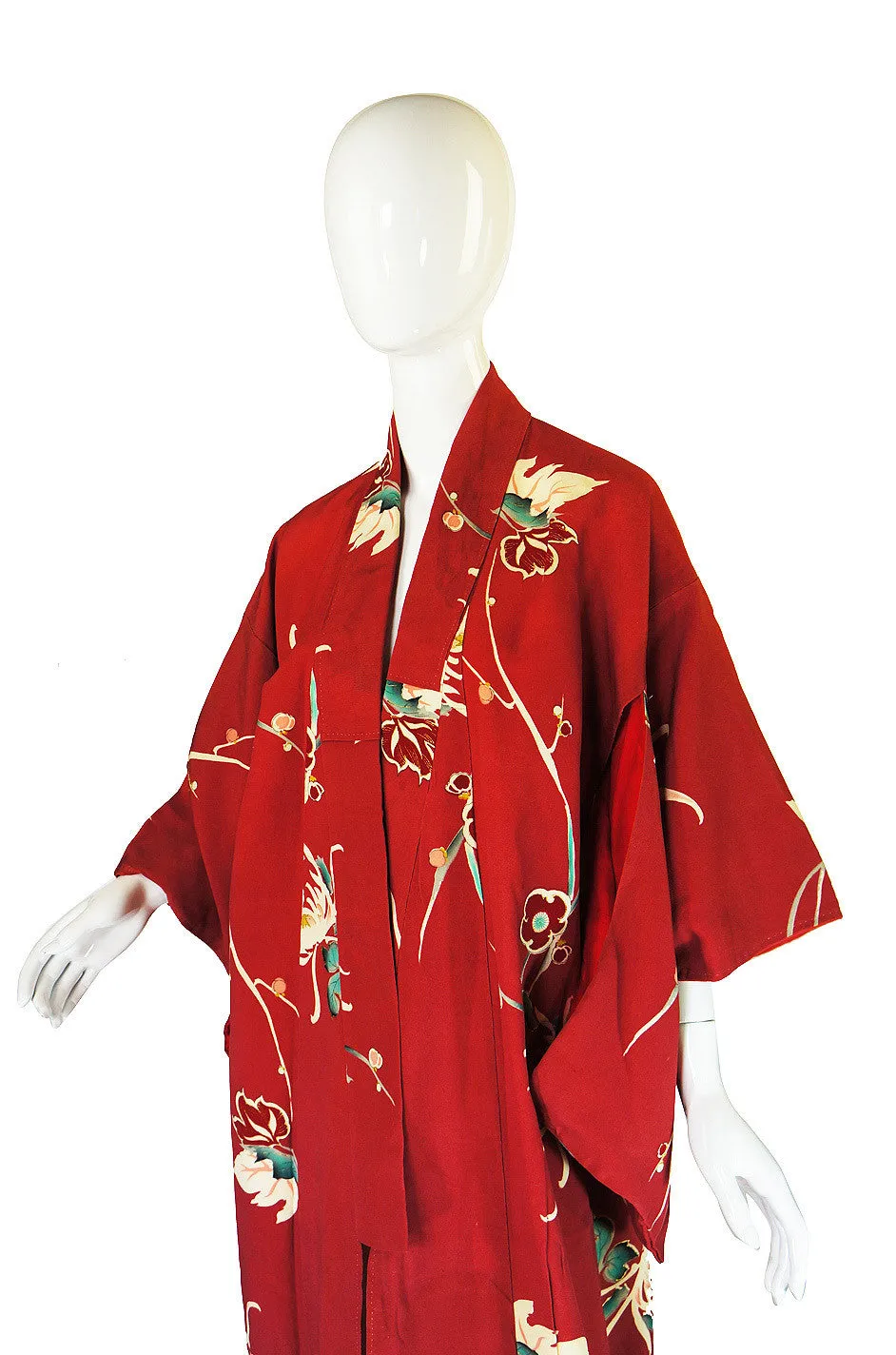 1930s Hand Painted Silk Crepe Kimono