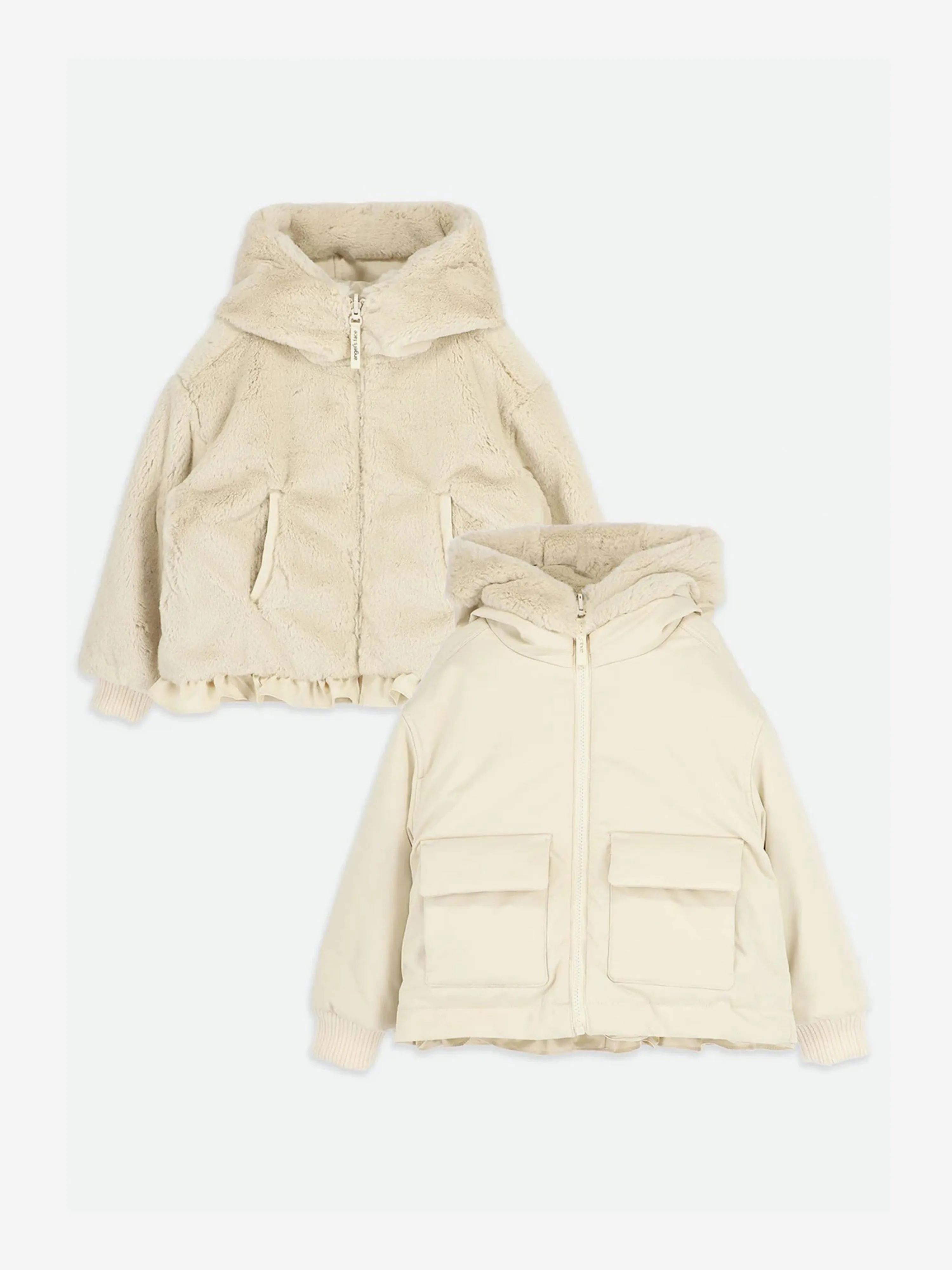 Angels Face Girls Cathleen Reversible Hooded Coat in Beige