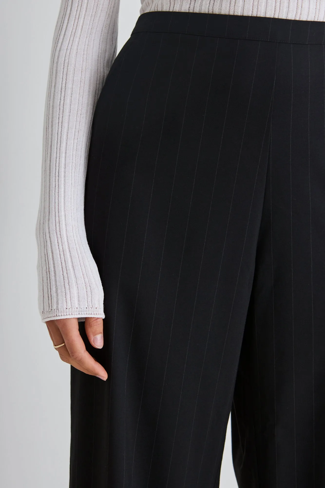 Best Life  Black Pinstripe Wide Leg Pant