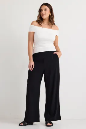 Best Life Black Soft Crepe Wide Leg Pant