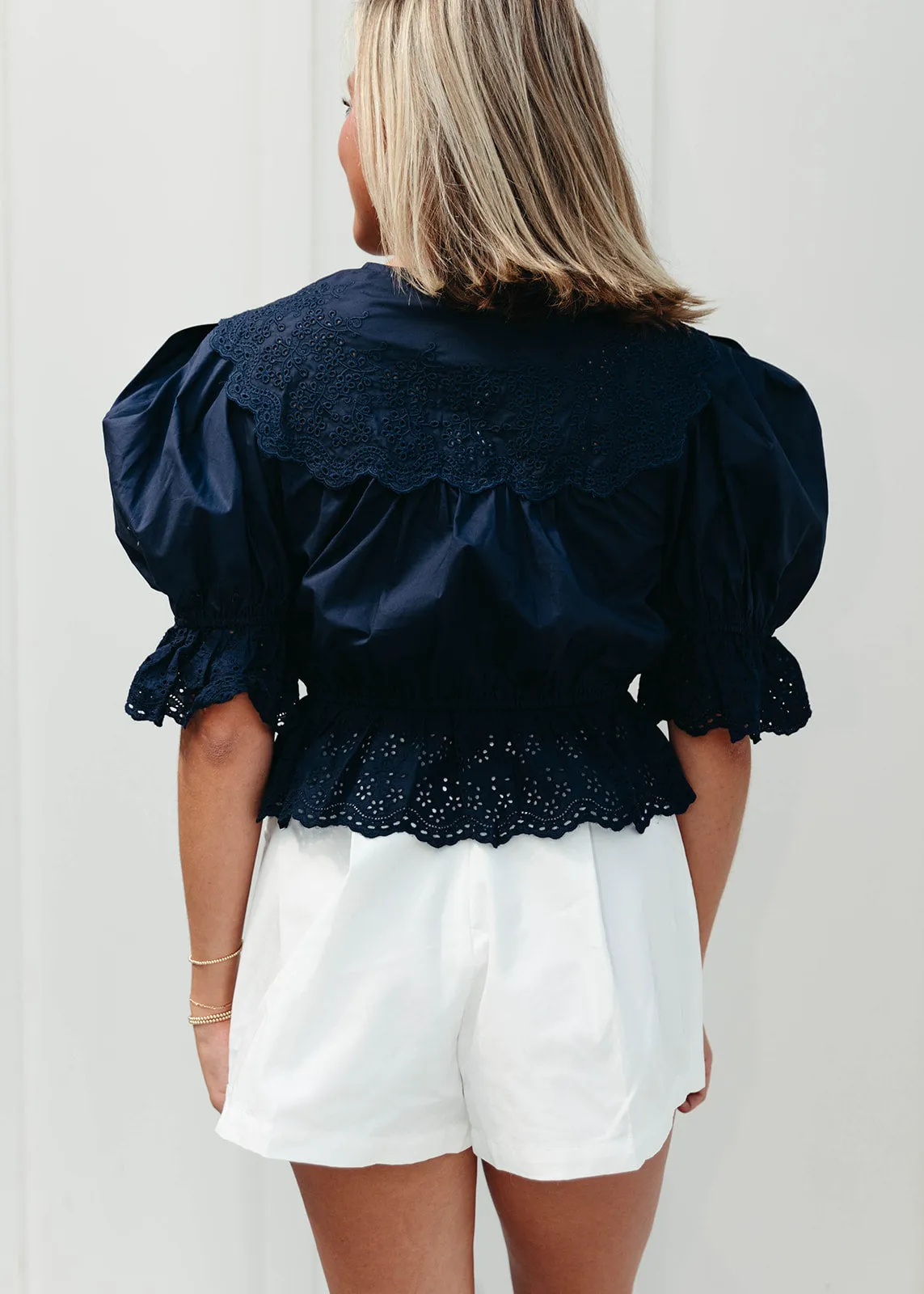 Beverly Front Tie Top - Navy