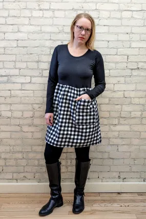 Black & White Plaid Babydoll Dress