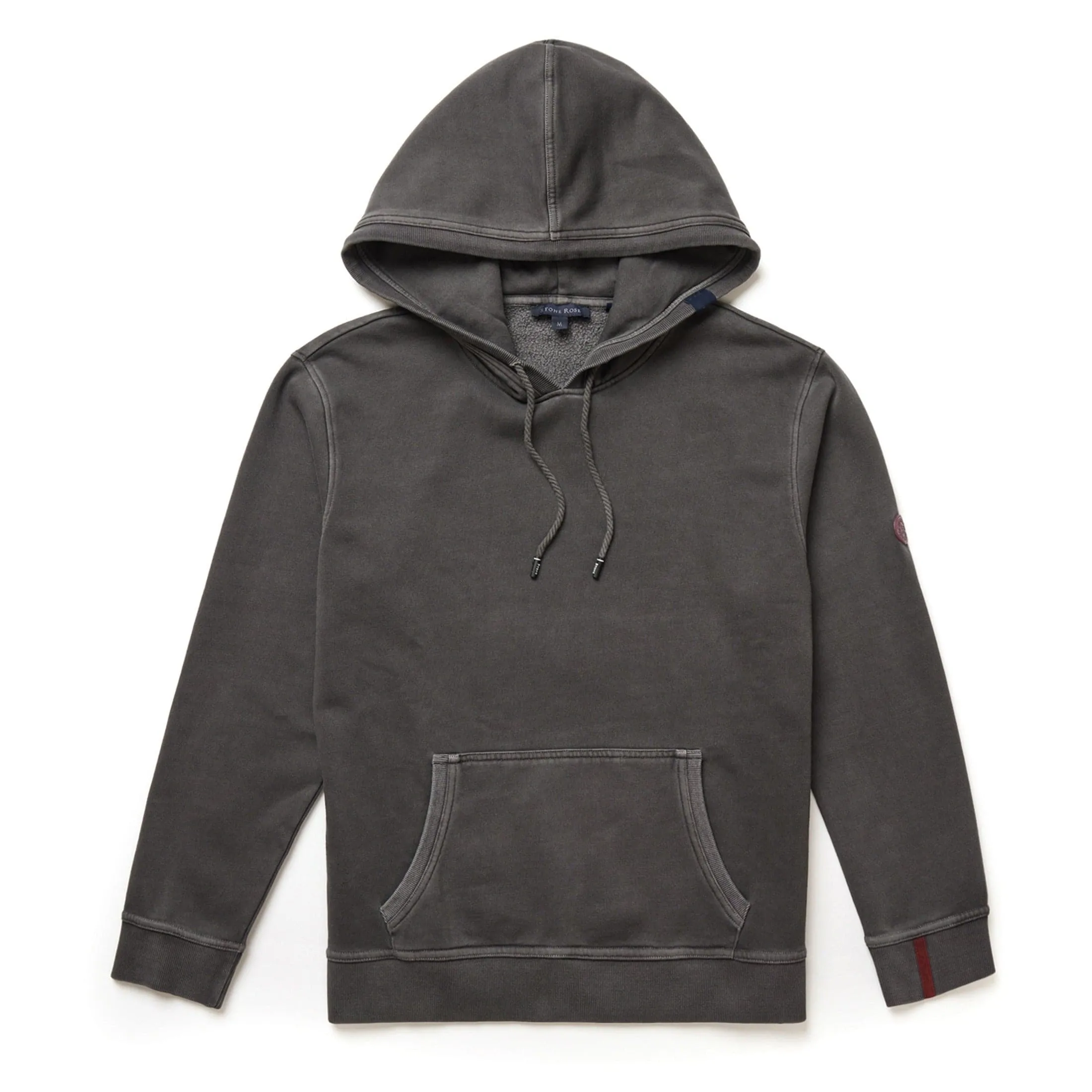 Black Solid Garment Washed Hoodie