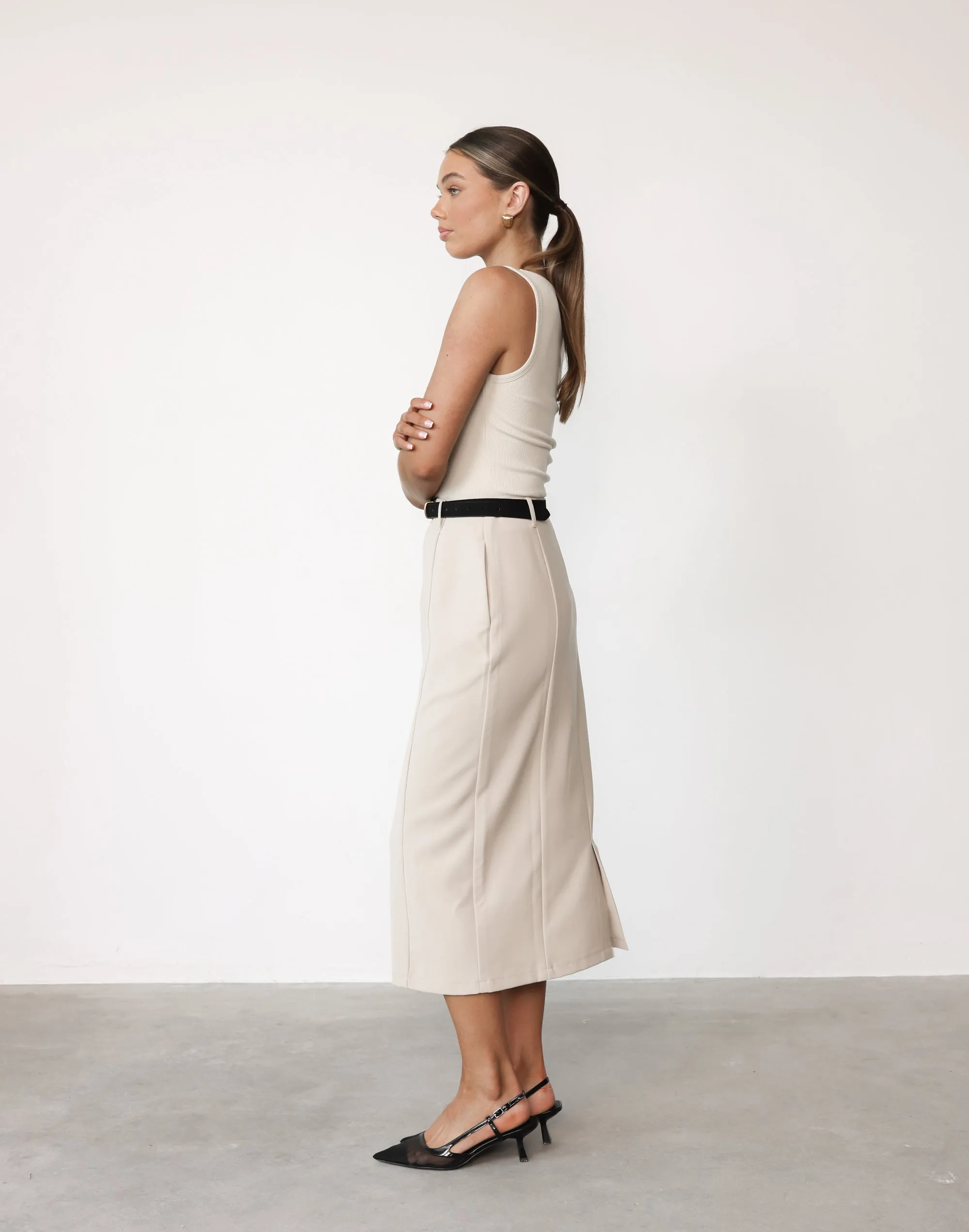 Brigitte Midi Skirt (Latte)