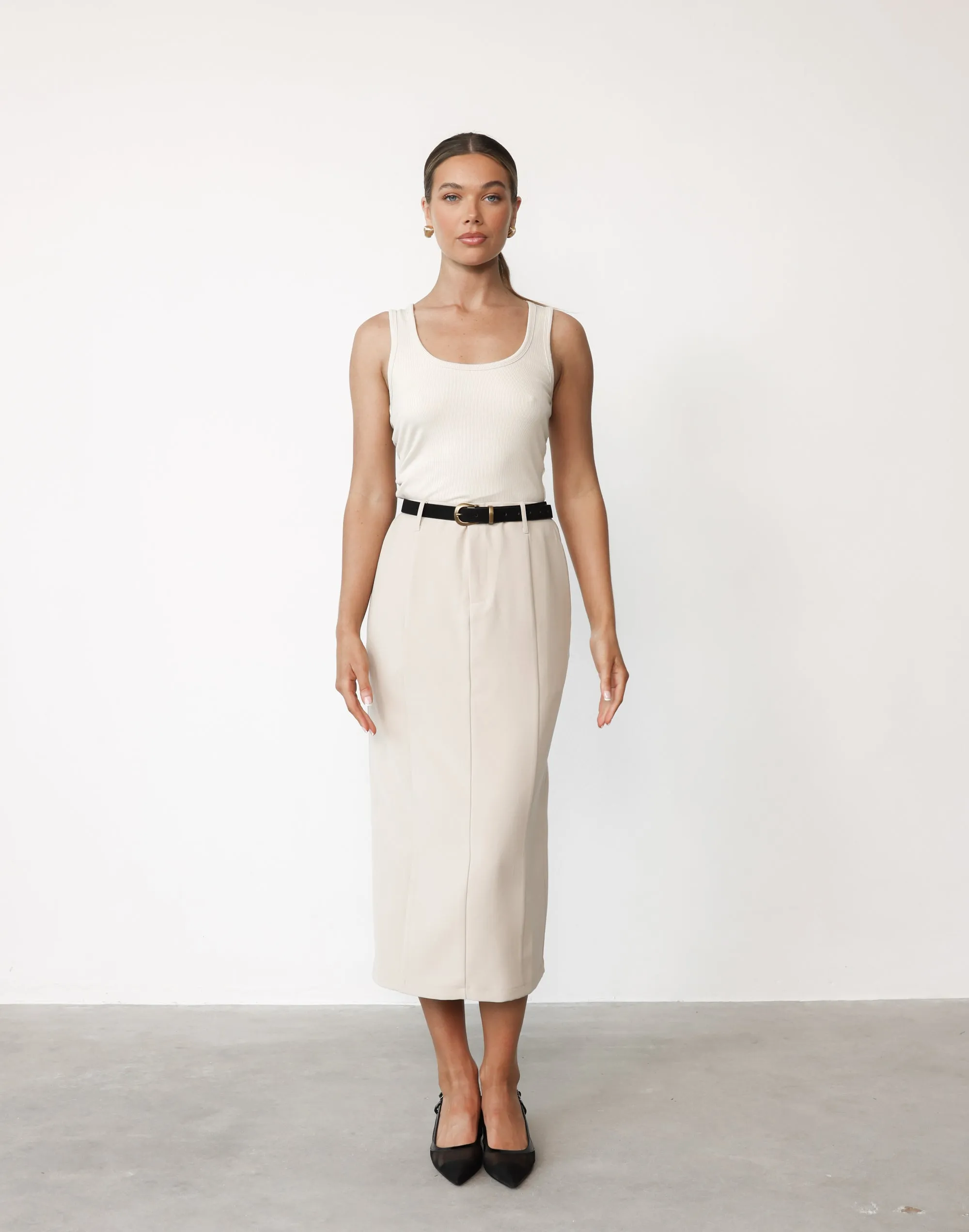 Brigitte Midi Skirt (Latte)