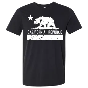 California Flag White Print Silhouette Asst Colors Mens Fitted T-Shirt/tee