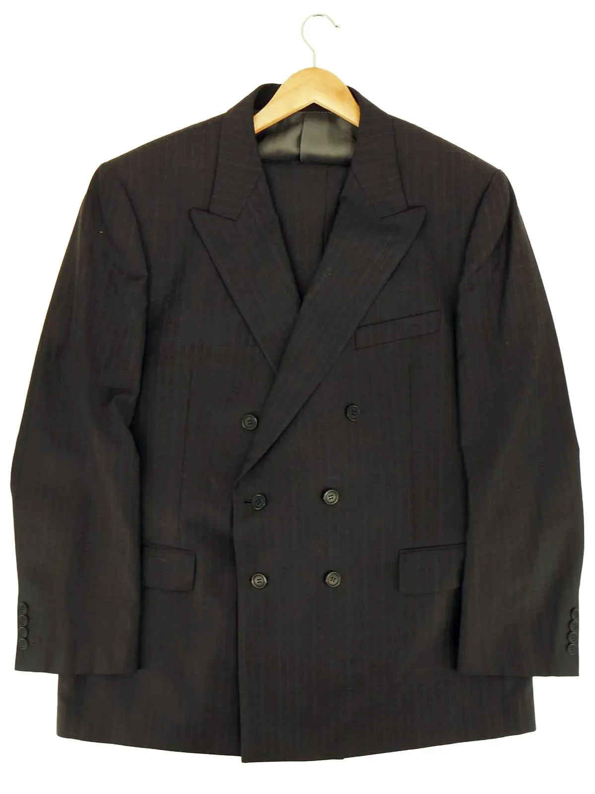 Charcoal Double Breasted Vintage Pinstripe Suit