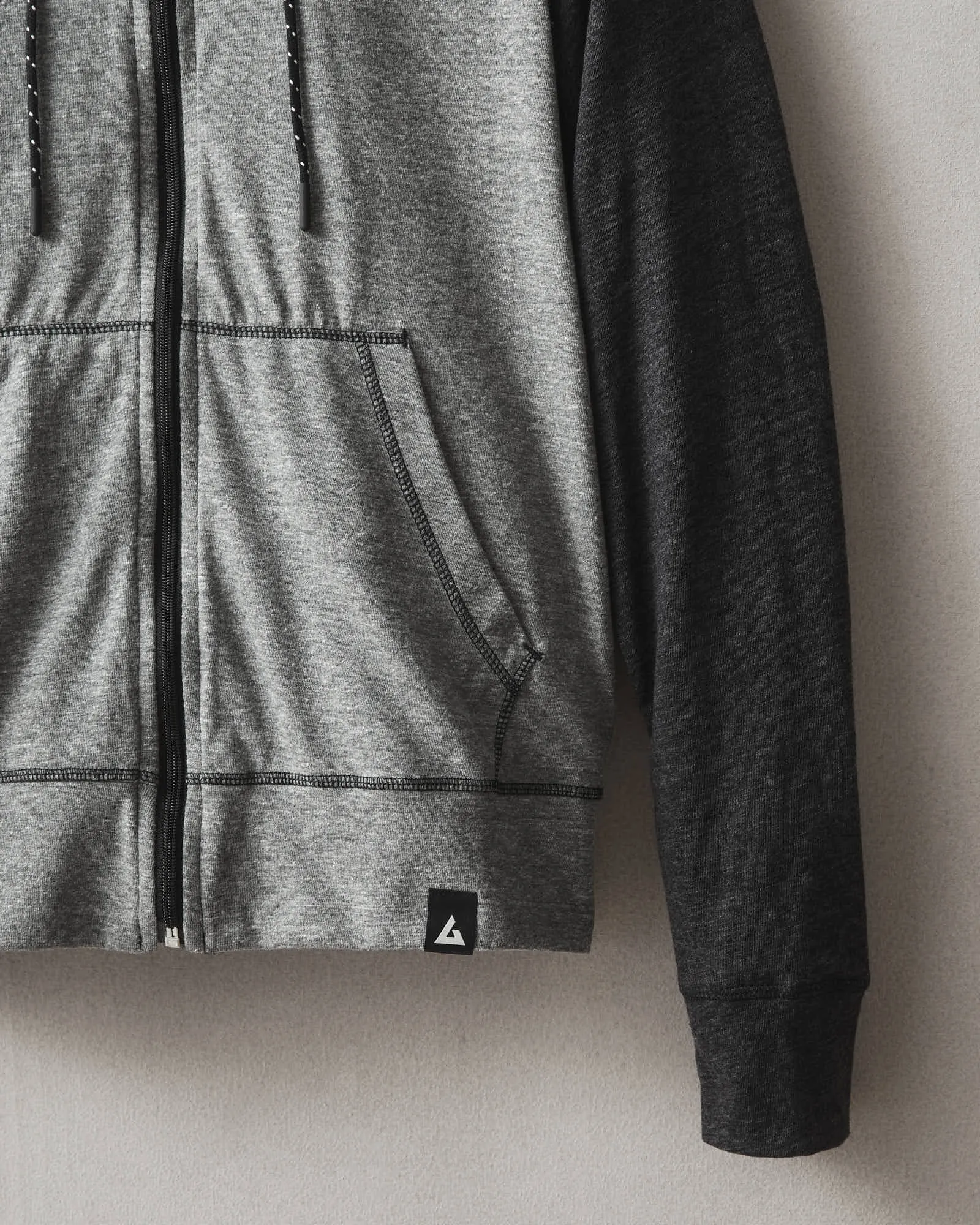 Colorblock Lightweight Full Zip - Grey Ink Black Heather