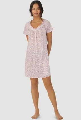 Coral and Lilac Ditsy Floral Cap Sleeve Nightshirt