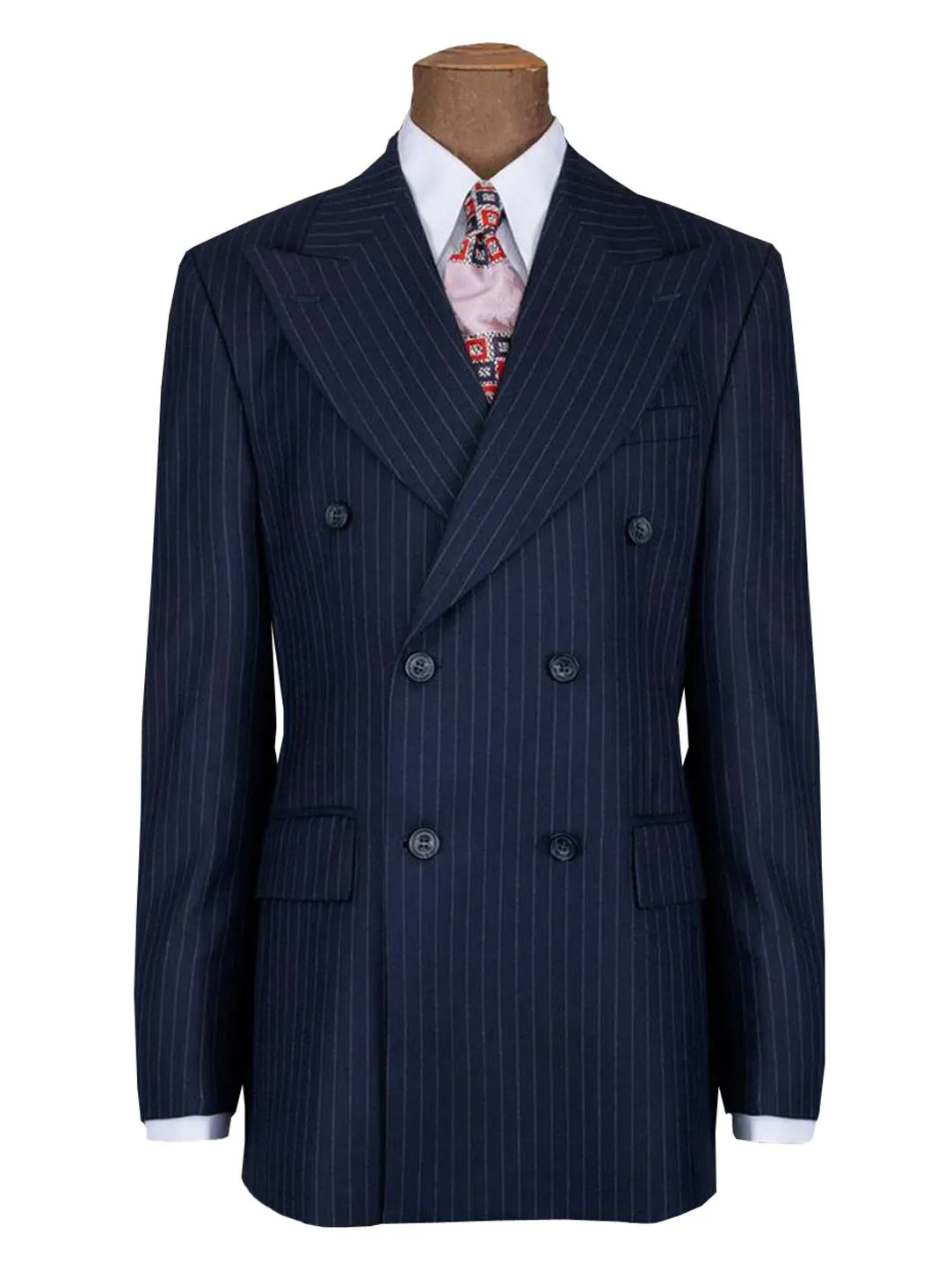 Double Breasted Replica Blue Pinstripe 1940s Suit