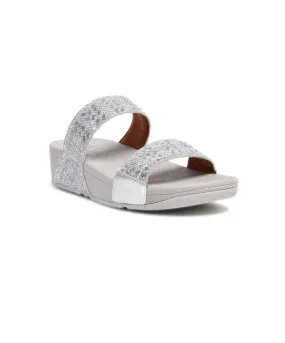 FitFlop Lulu Sequined Slides Silver