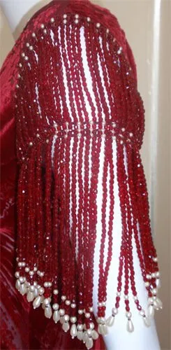 GALINDO Red Burnout Velvet Beaded Gown