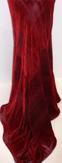 GALINDO Red Burnout Velvet Beaded Gown