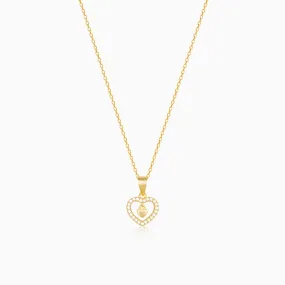 Golden Love Droplet Pendant With Link Chain