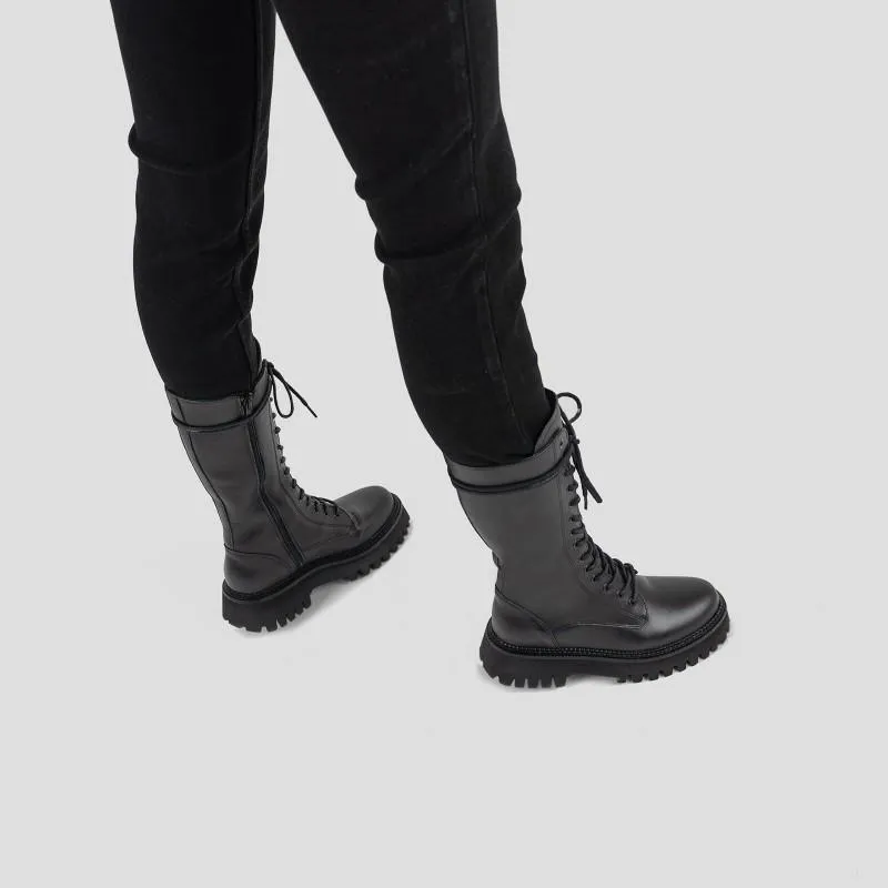 Groovy Lace-Up Black Combat Boots