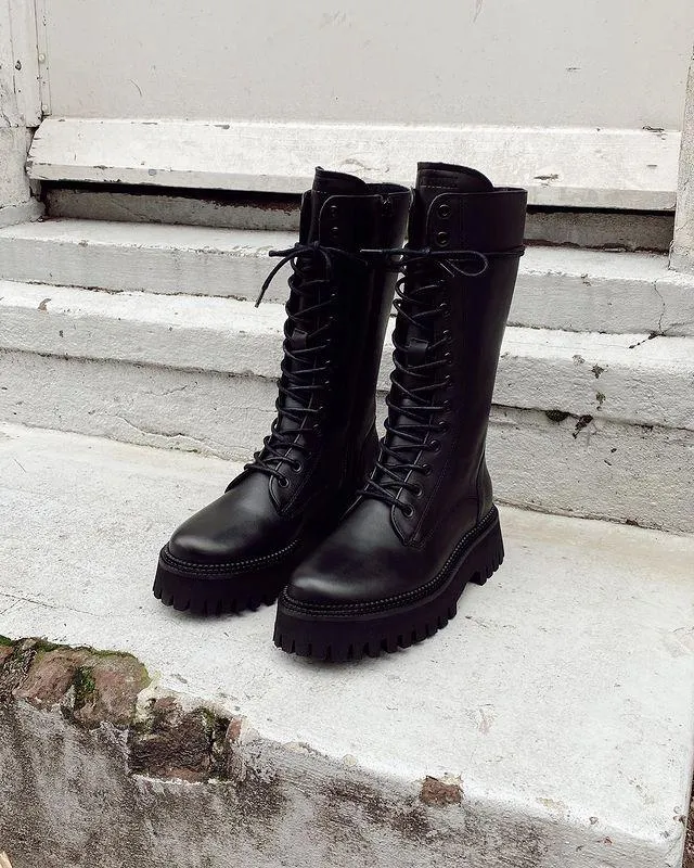 Groovy Lace-Up Black Combat Boots