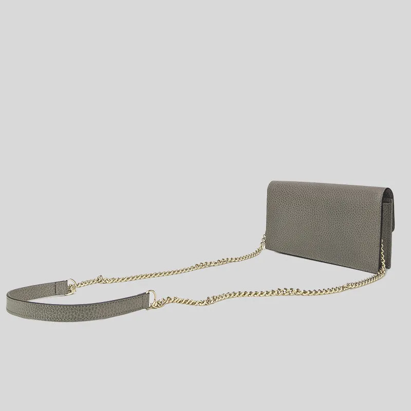 GUCCI Icon GG Interlocking Wallet On Chain Crossbody Bag Grey 615523