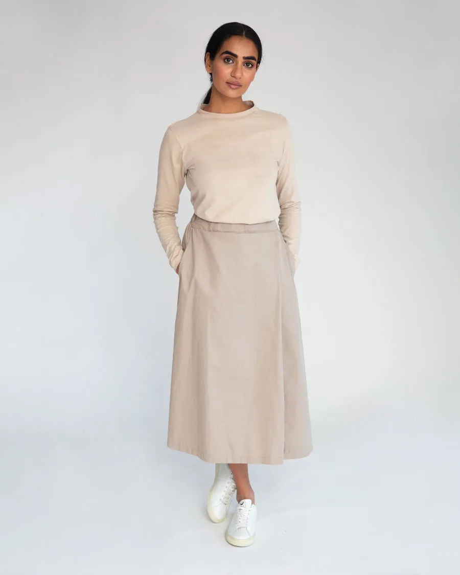 Halle Organic Cotton & Tencel Skirt In Taupe