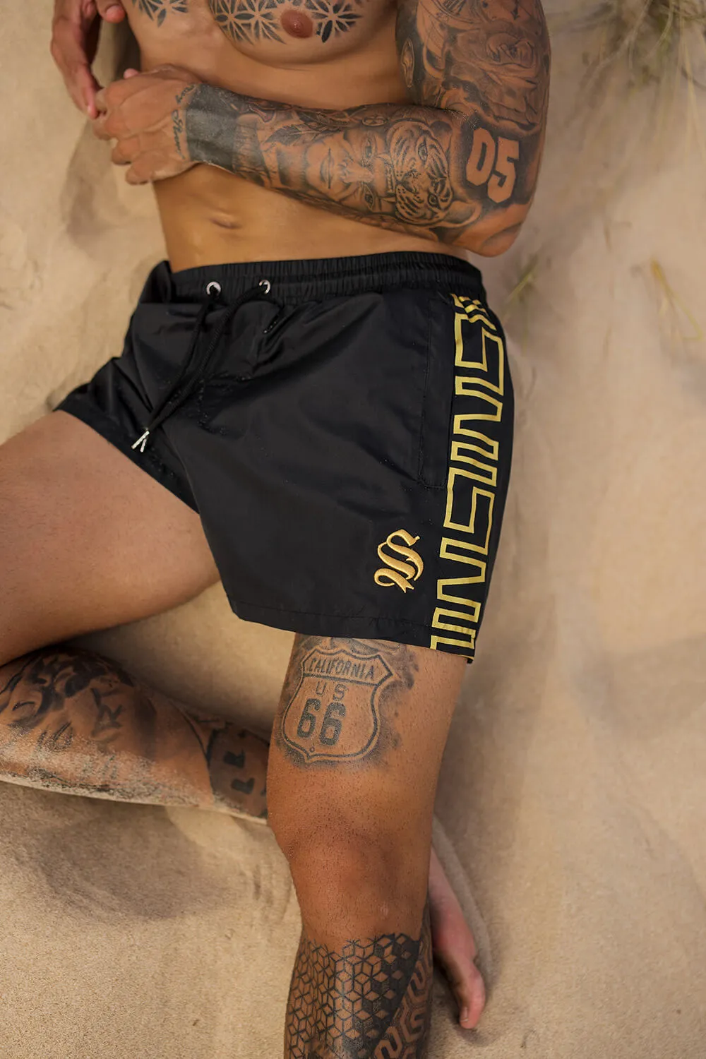 Icon Band Swim Shorts - Black