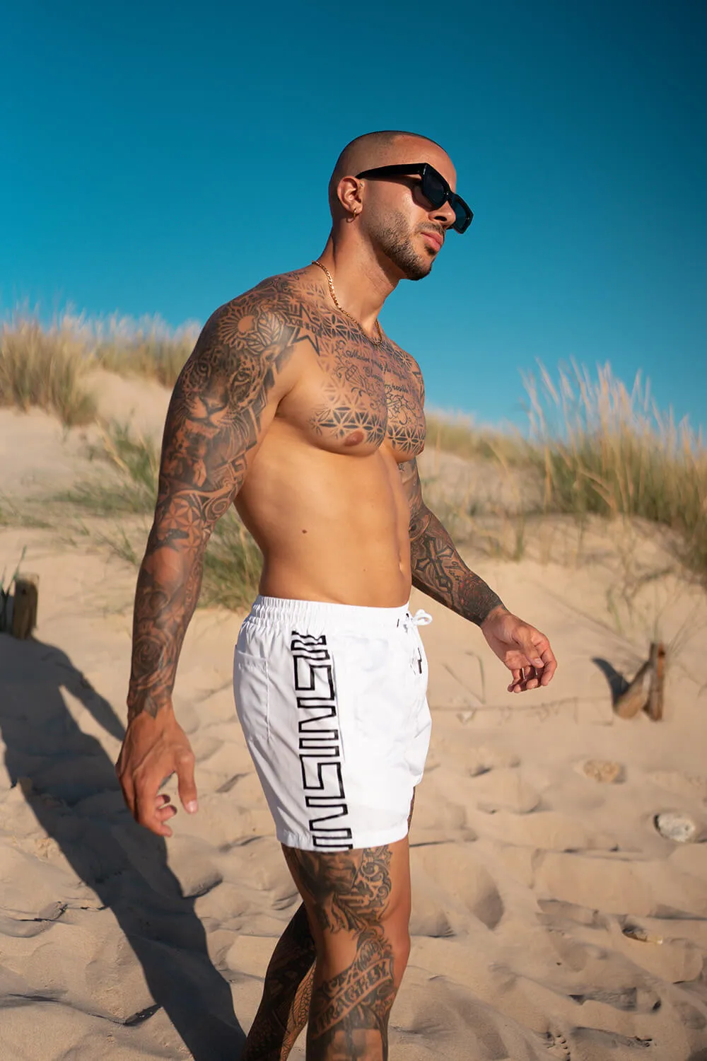 Icon Band Swim Shorts - White