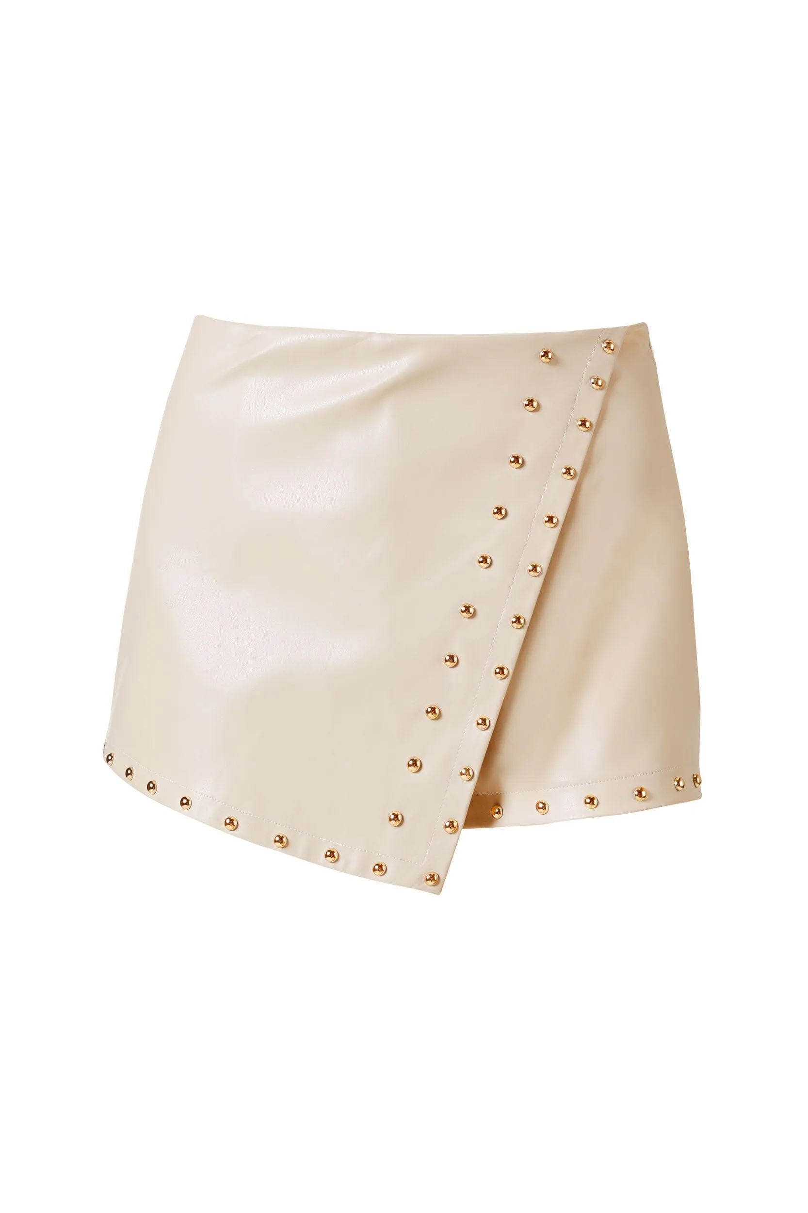 Jovie Cream Studded Vegan Leather Skort