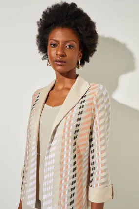 Lapel Collar Jacket - Mixed Media Knit