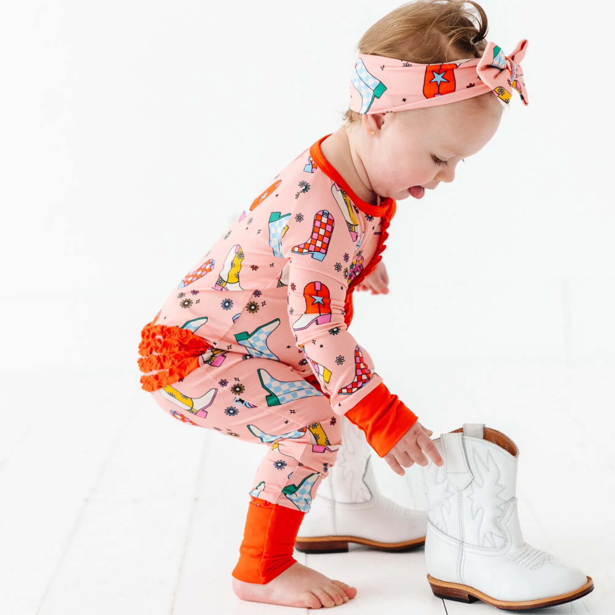 Let's Go (to bed) Girls Convertible Footies with Ruffle