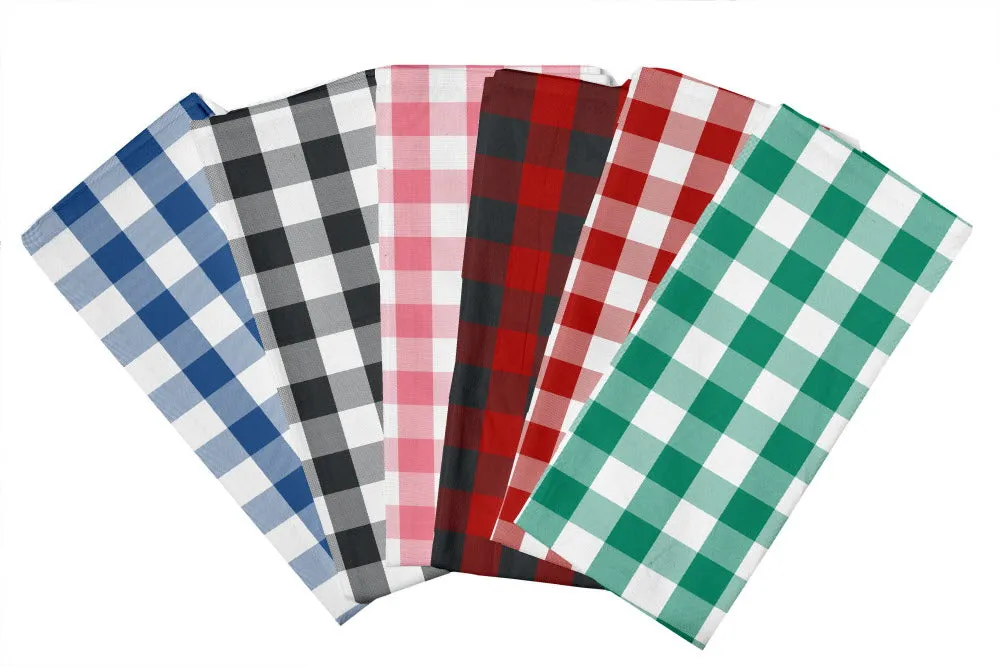 Lushomes Buffalo Checks Parrot Green   Royal Blue   Red & Black   Baby Pink   Red   Black Plaid Dinning Kitchen Napkins, table cloth for 4 seater dining table (Pack of 6, 18 x 28 inches)