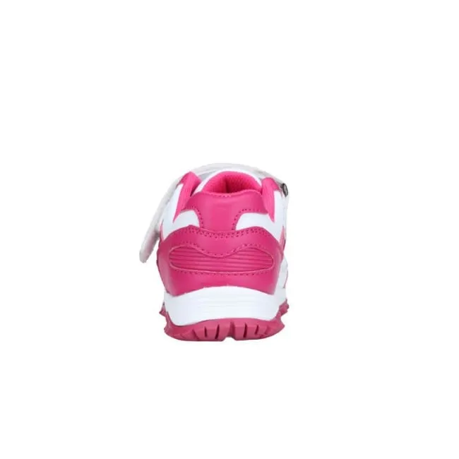 Mt. Emey 3301-5L White/Rosy Red - Children Straight Last Athletic Shoes with Elastic Laces