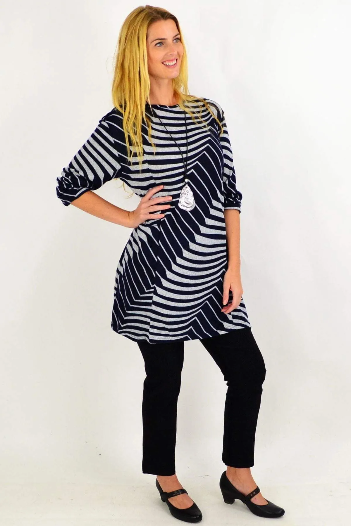 Navy Lucille Line Winter Tunic Top