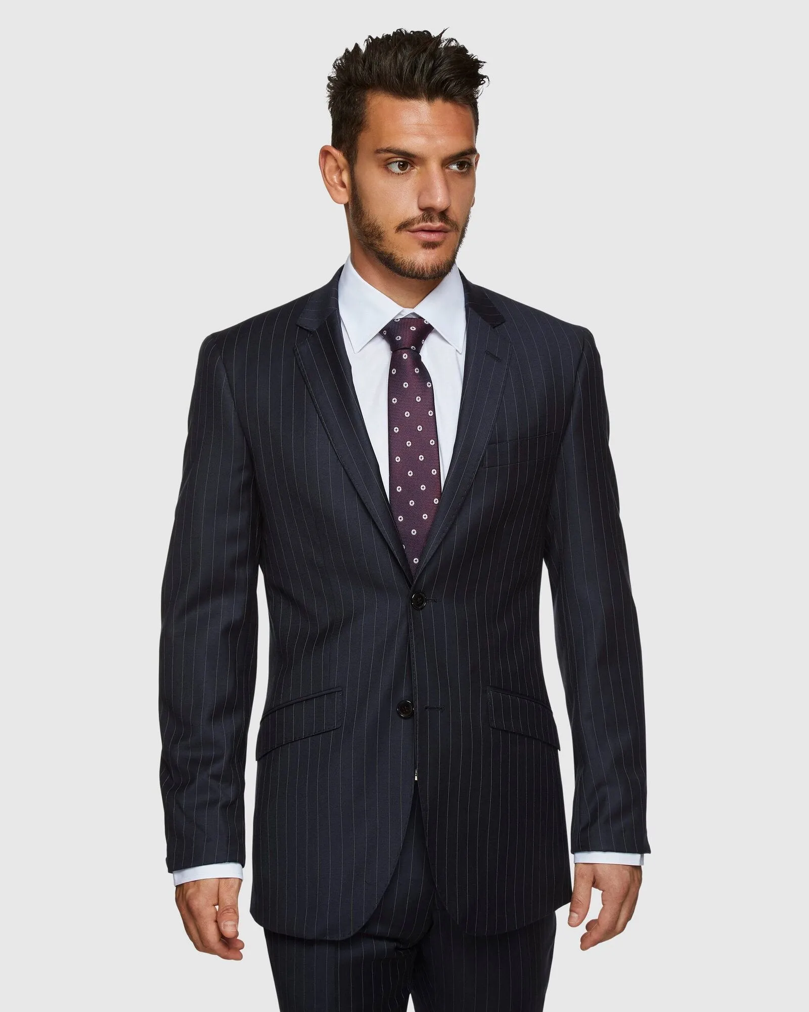 Navy Pinstripe Wool Suit Set