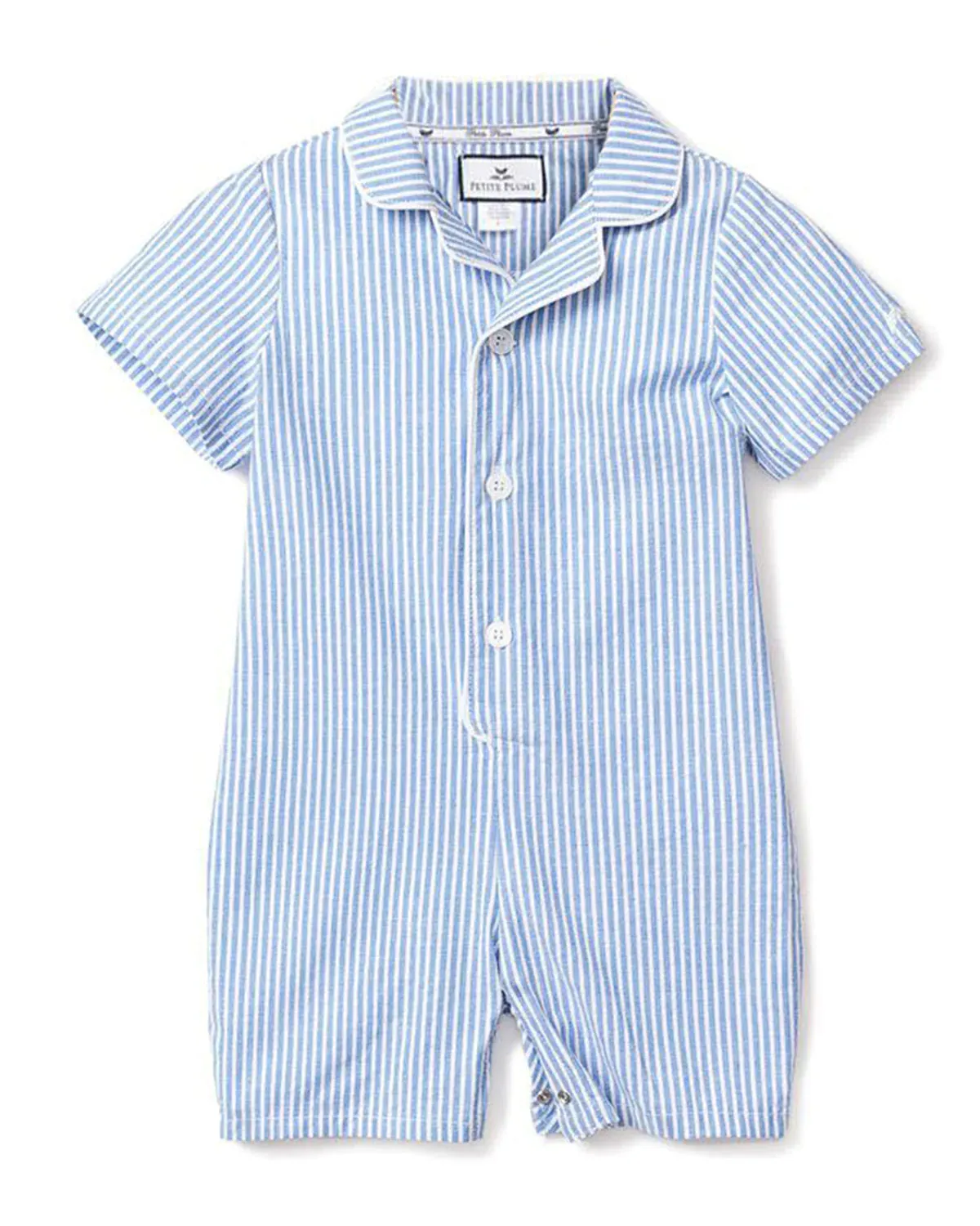 Petite Plume French Blue Seersucker Romper