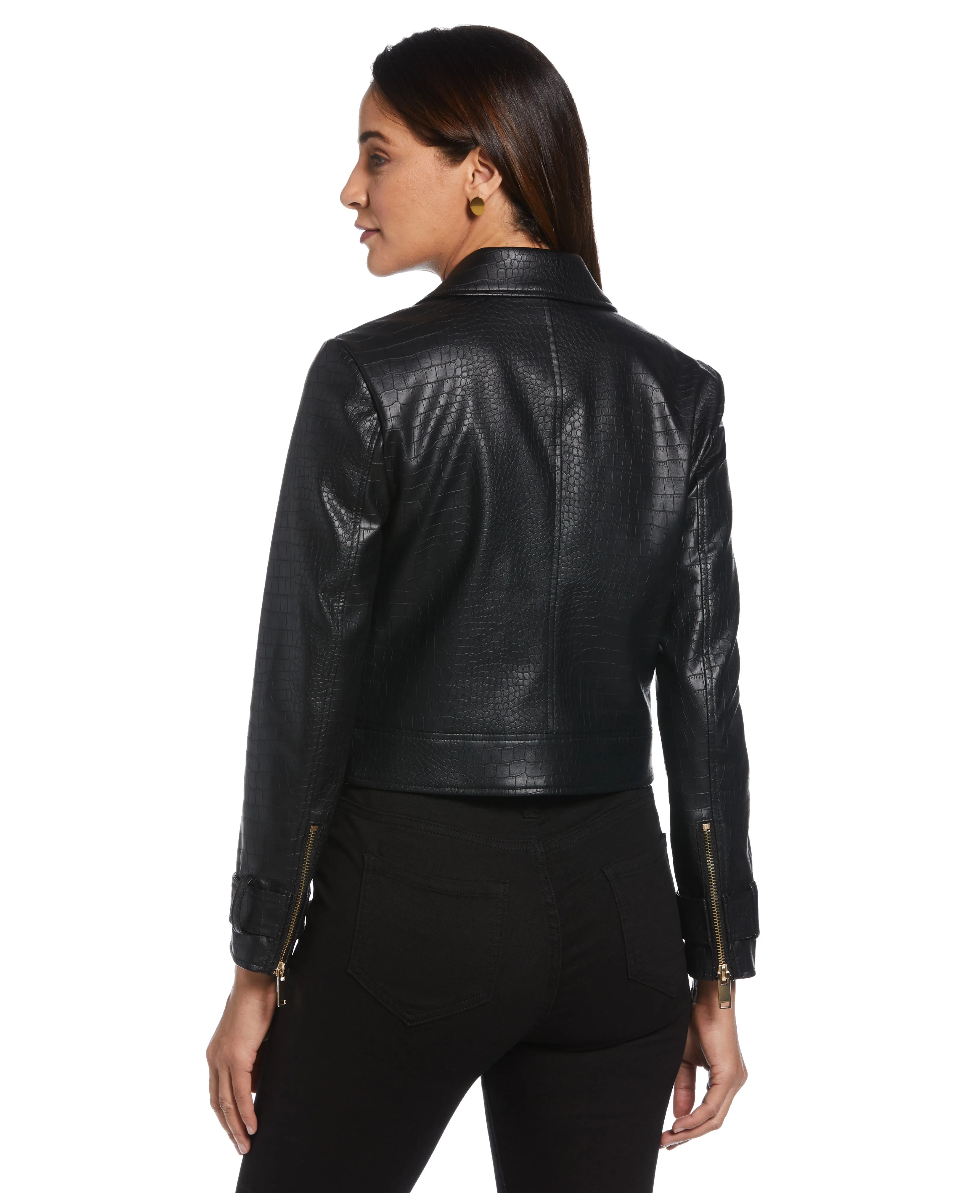 Petite Vegan Leather Moto Jacket