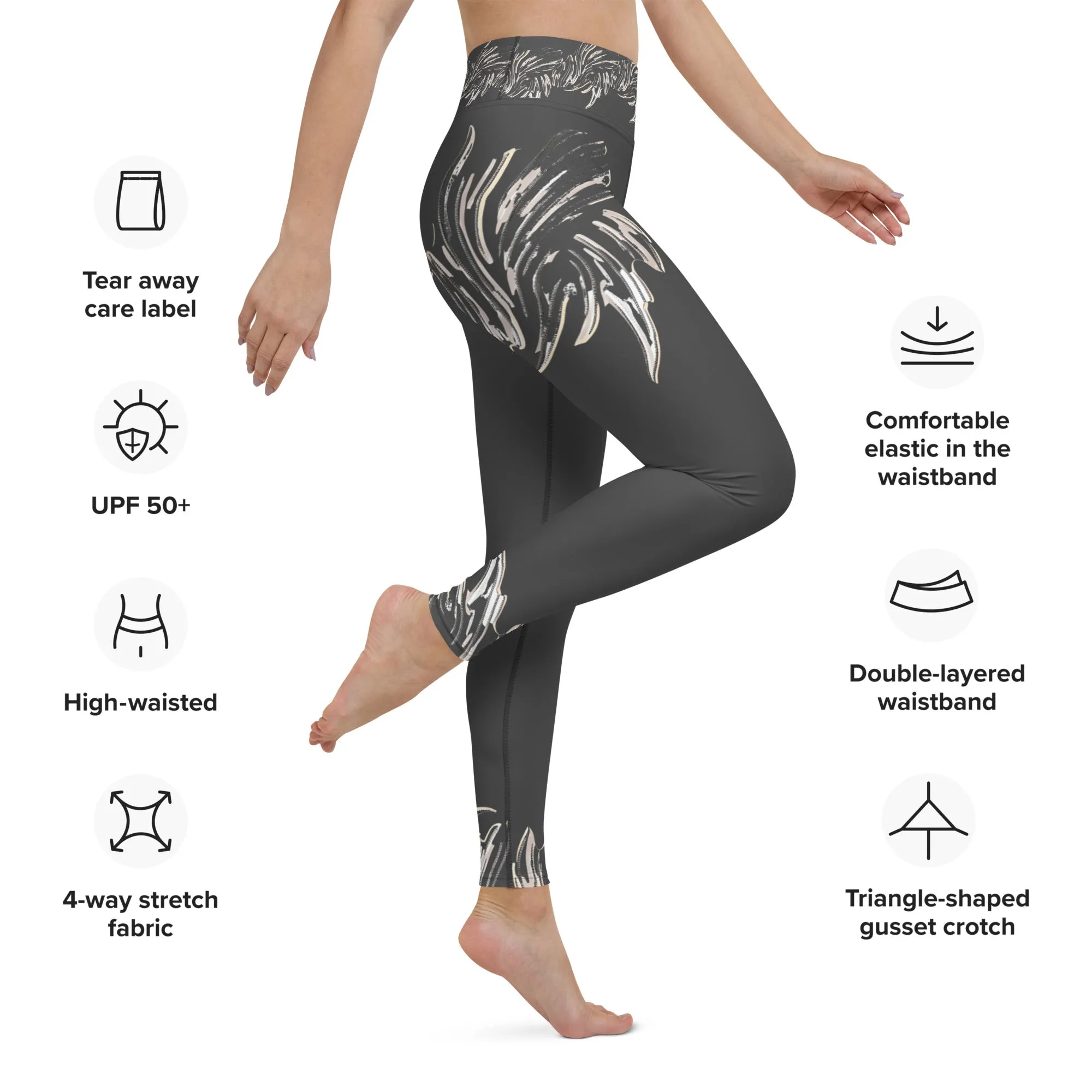 Phoenix Wing Yoga Leggings - 4-Way Stretch Comfort | Elevate Your Workout