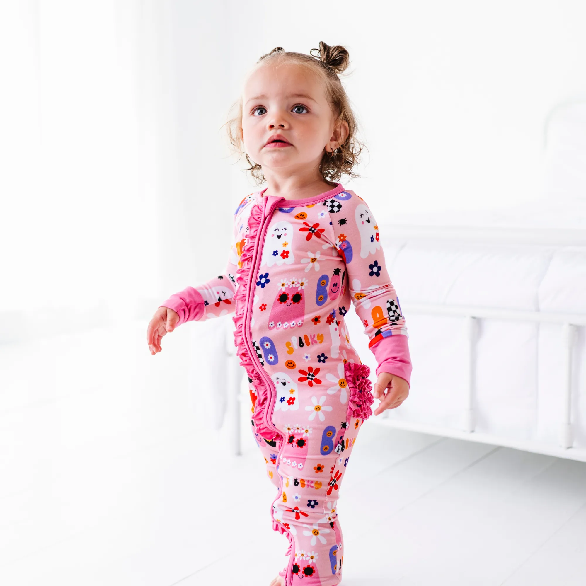 Pink-A-Boo Convertible Footies with Ruffle