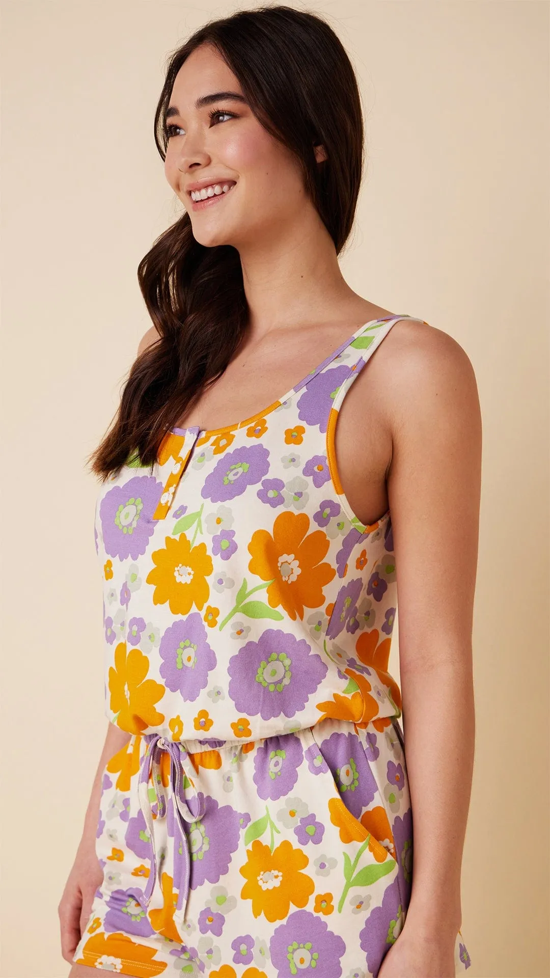 Popping Pansies Pima Knit Romper