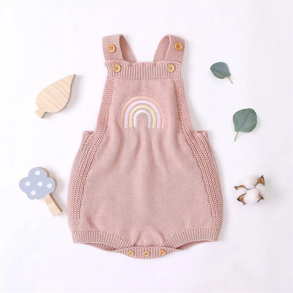 Rainbow Crisscross Knitted Romper