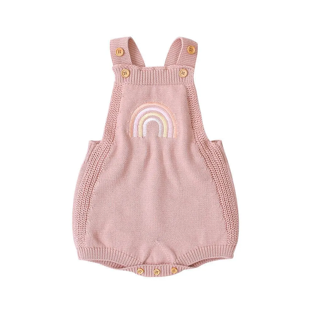 Rainbow Crisscross Knitted Romper