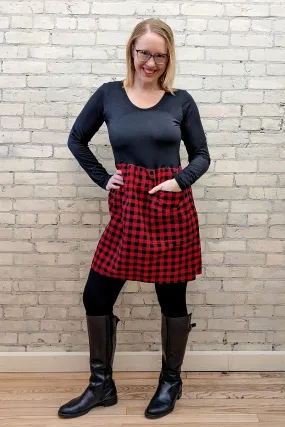 Red & Black Plaid Babydoll Dress