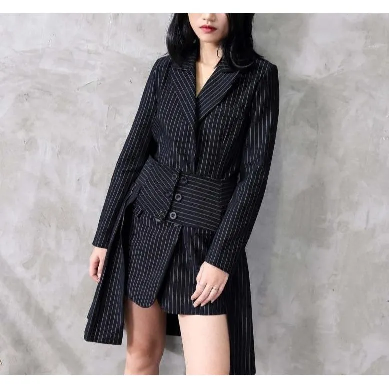 The Georgine Pinstripe Long Tail Blazer