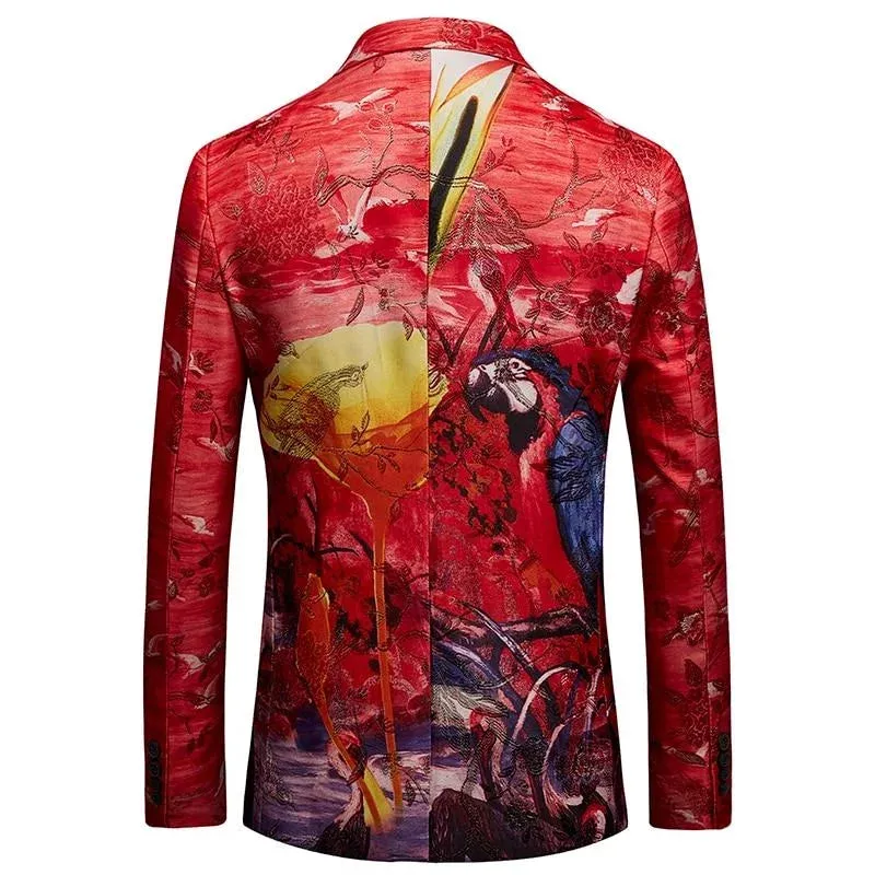 The Tropicana Slim Fit Blazer Suit Jacket  - Cherry Red