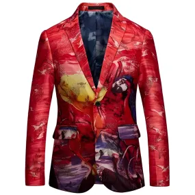 The Tropicana Slim Fit Blazer Suit Jacket  - Cherry Red