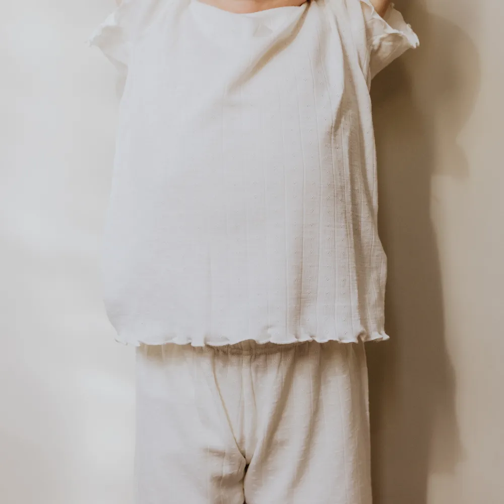 Tothemoon ☾ - Shirt - Short sleeve - Curled ends - Wool & silk - Pointelle