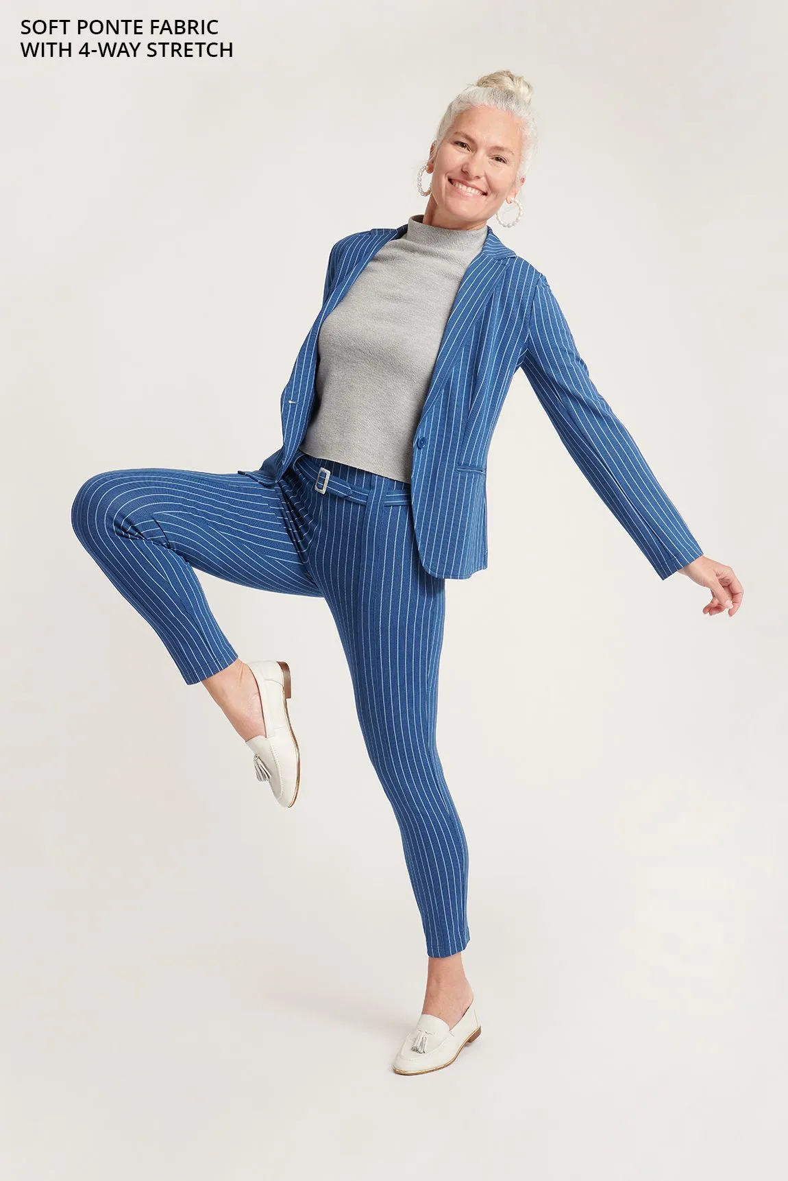 Transcendent Blazer (Aegean Pinstripe)