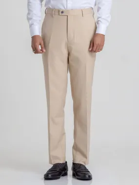 Trousers With Belt Loop - Beige Plain (Stretchable)