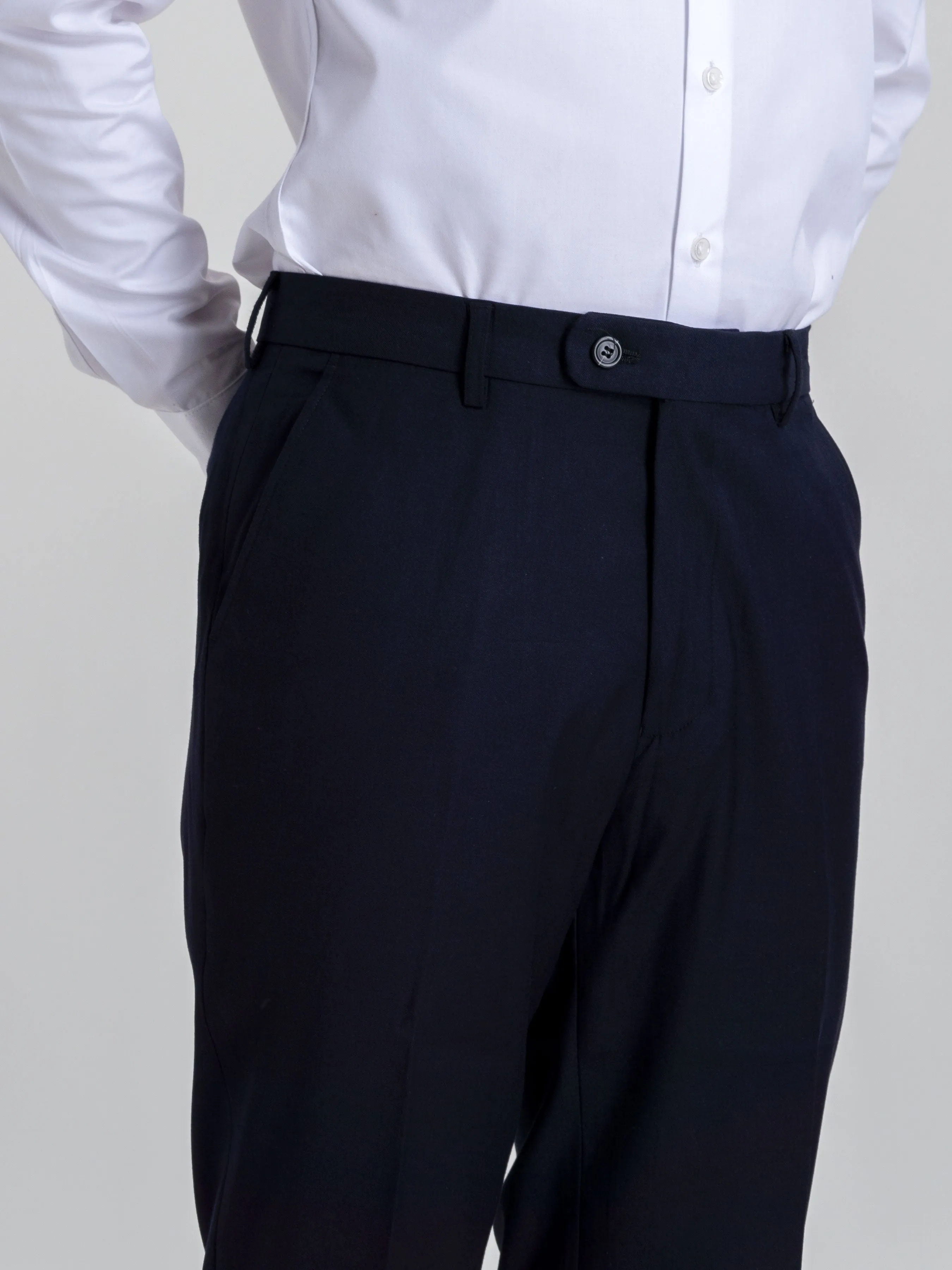 Trousers With Belt Loop -  Deep Blue Plain (Stretchable)