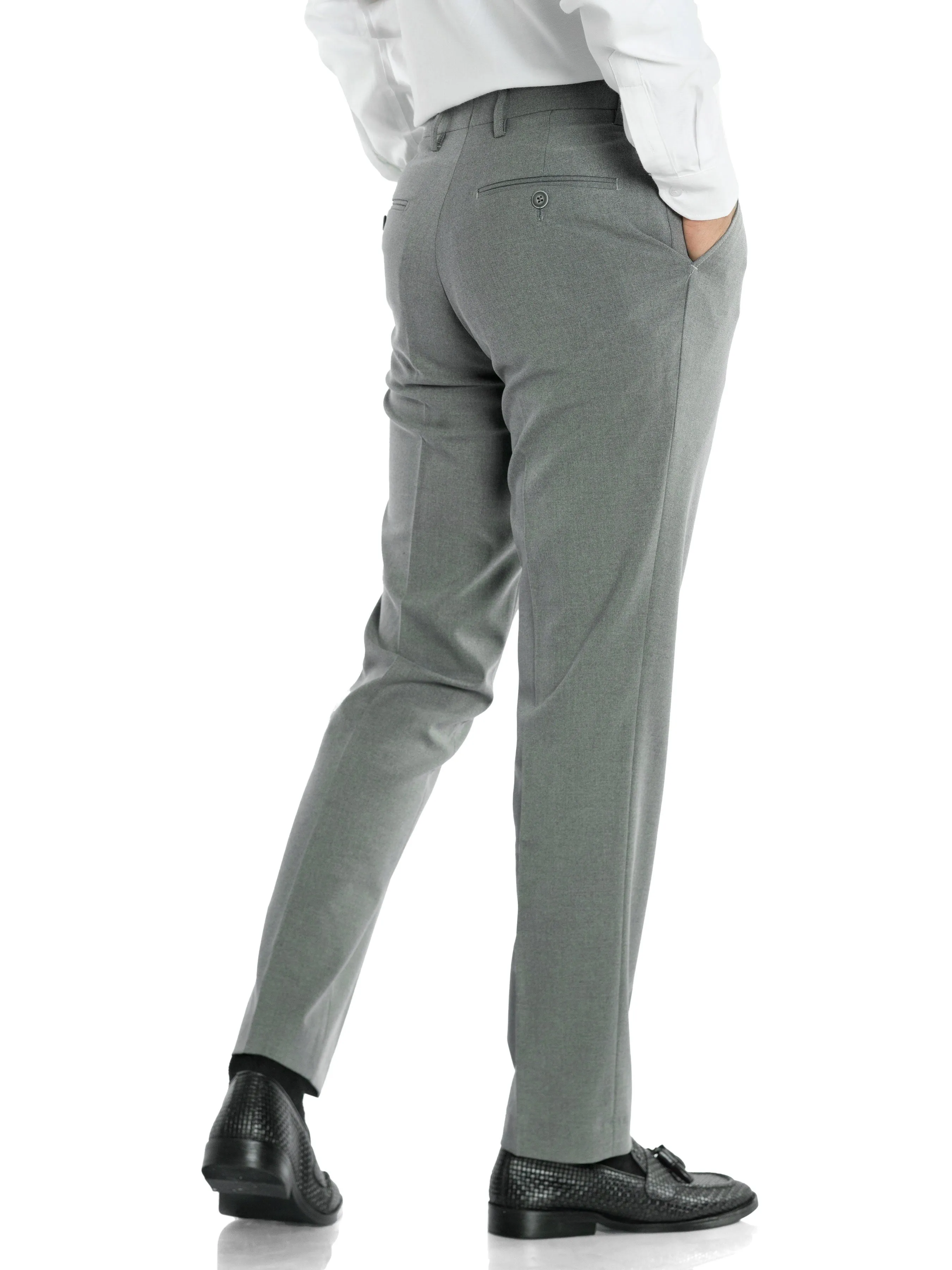 Trousers With Belt Loop - Grey Plain (Stretchable)