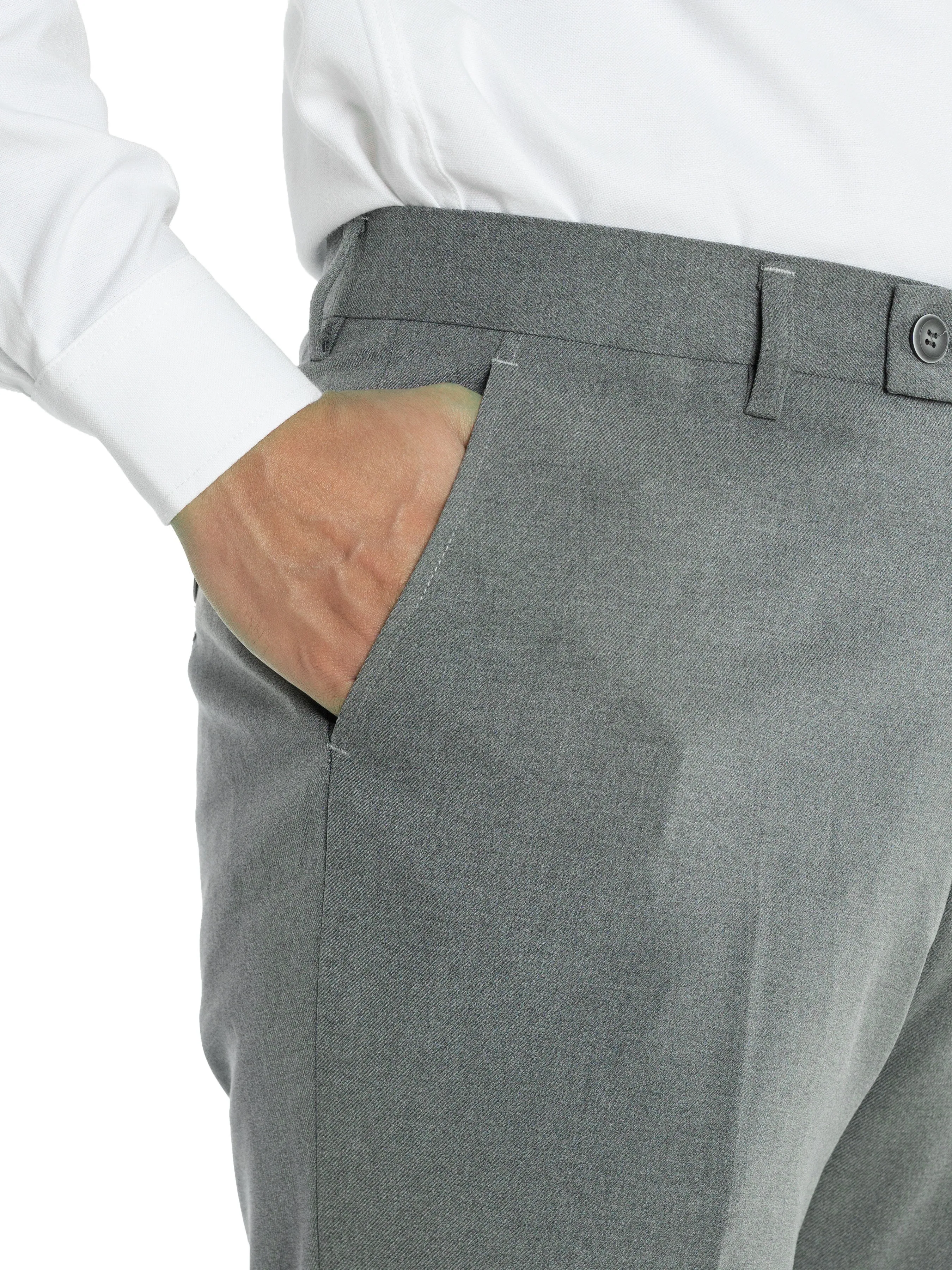 Trousers With Belt Loop - Grey Plain (Stretchable)