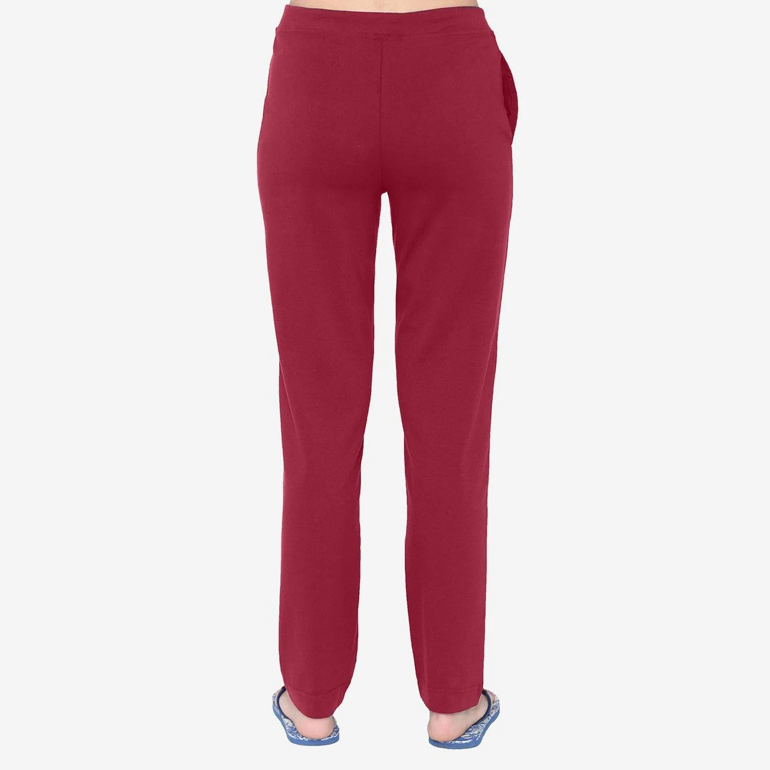 Vami Plain Cotton Rich Relax Lower For  Women - Biking Red